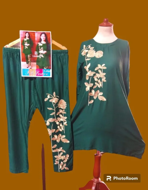 2 Pcs Women Stitched Linen Embroidered Suit - Image 8