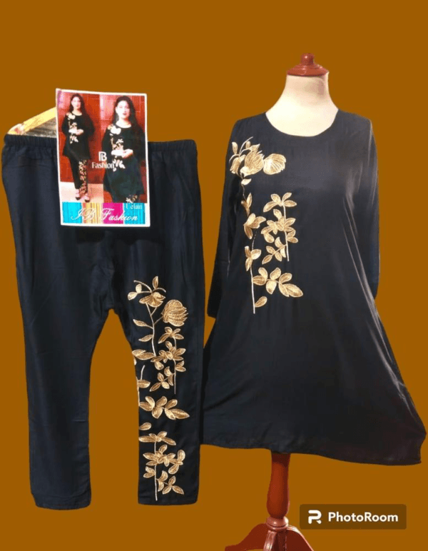 2 Pcs Women Stitched Linen Embroidered Suit - Image 6