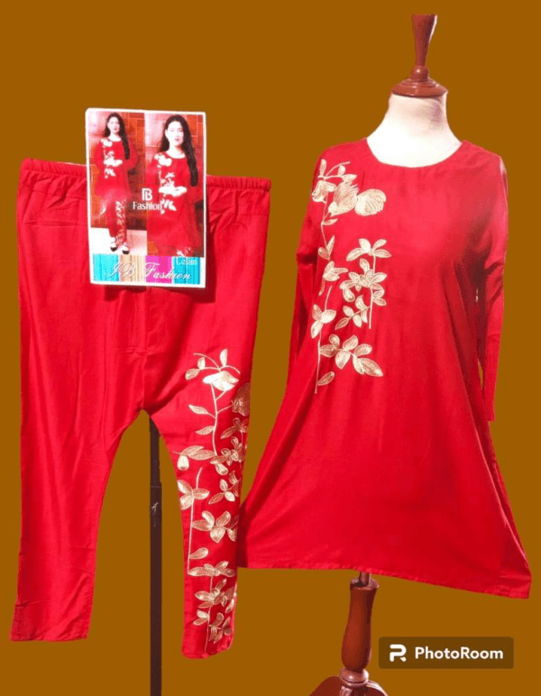 2 Pcs Women Stitched Linen Embroidered Suit - Image 10