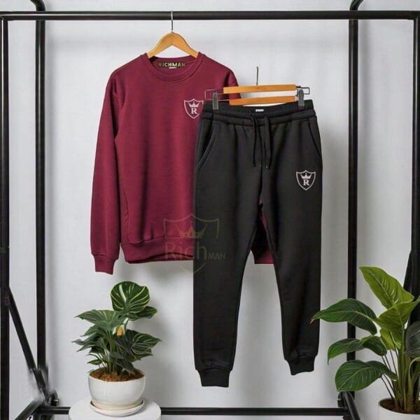 2 Pcs Unisex Fleece Plain Track Suit - Image 3