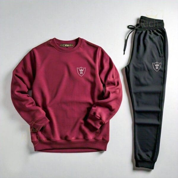 2 Pcs Unisex Fleece Plain Track Suit - Image 2