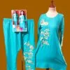 2 Pcs Women Stitched Linen Embroidered Suit - Image 2